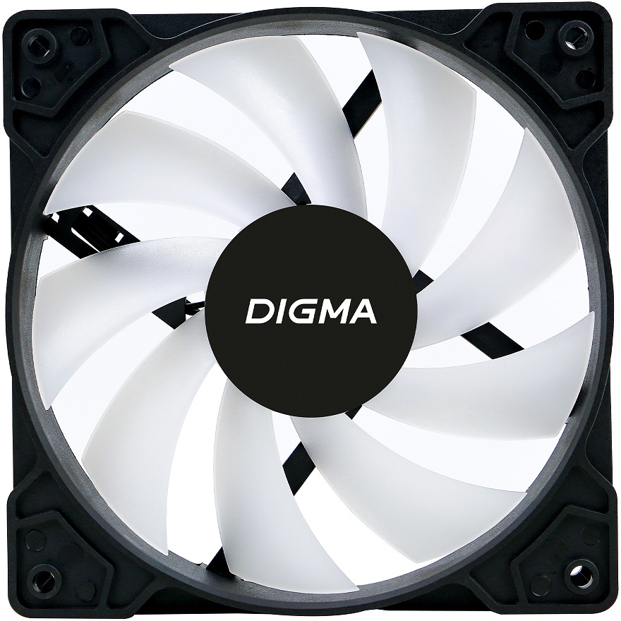 Вентилятор Digma DFAN-FRGB1 (120x120x25mm, Sleeve, 1200rpm, 23dBa, 3+4pin, RGB fixed LED, black-white) RTL