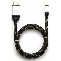 Кабель HDMIm-microHDMIm 1.0m (KCP-HDMIDnbk, ver.1.4, с позолоченными контактами, нейлоновая оплётка, black-silver) Konoos