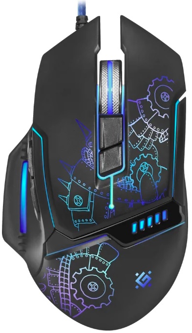 Мышь Defender Kill`em All GM-480L (USB, optical, 3200dpi, игровая, подсветка, промо-код "Crossout", 1.5m, black)