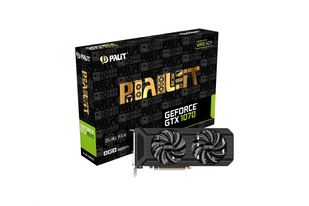 Видеокарта Palit GF GTX1070 DUAL 8Gb (256bit, GDDR5, 3xDP+DVI+HDMI) RTL