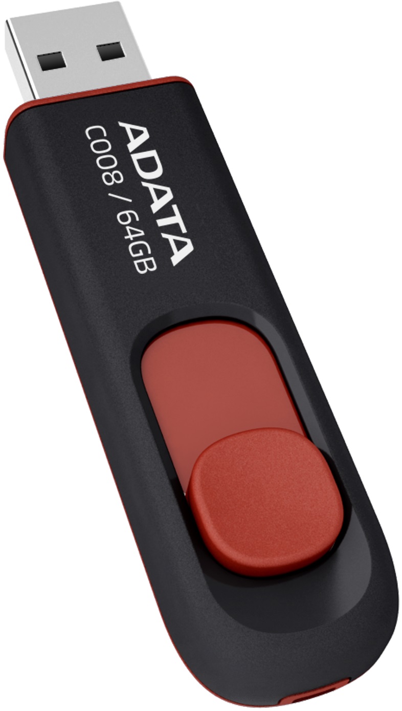 Флеш накопитель USB 2.0 64Gb ADATA C008 (AC008-64G-RKD, black-red)
