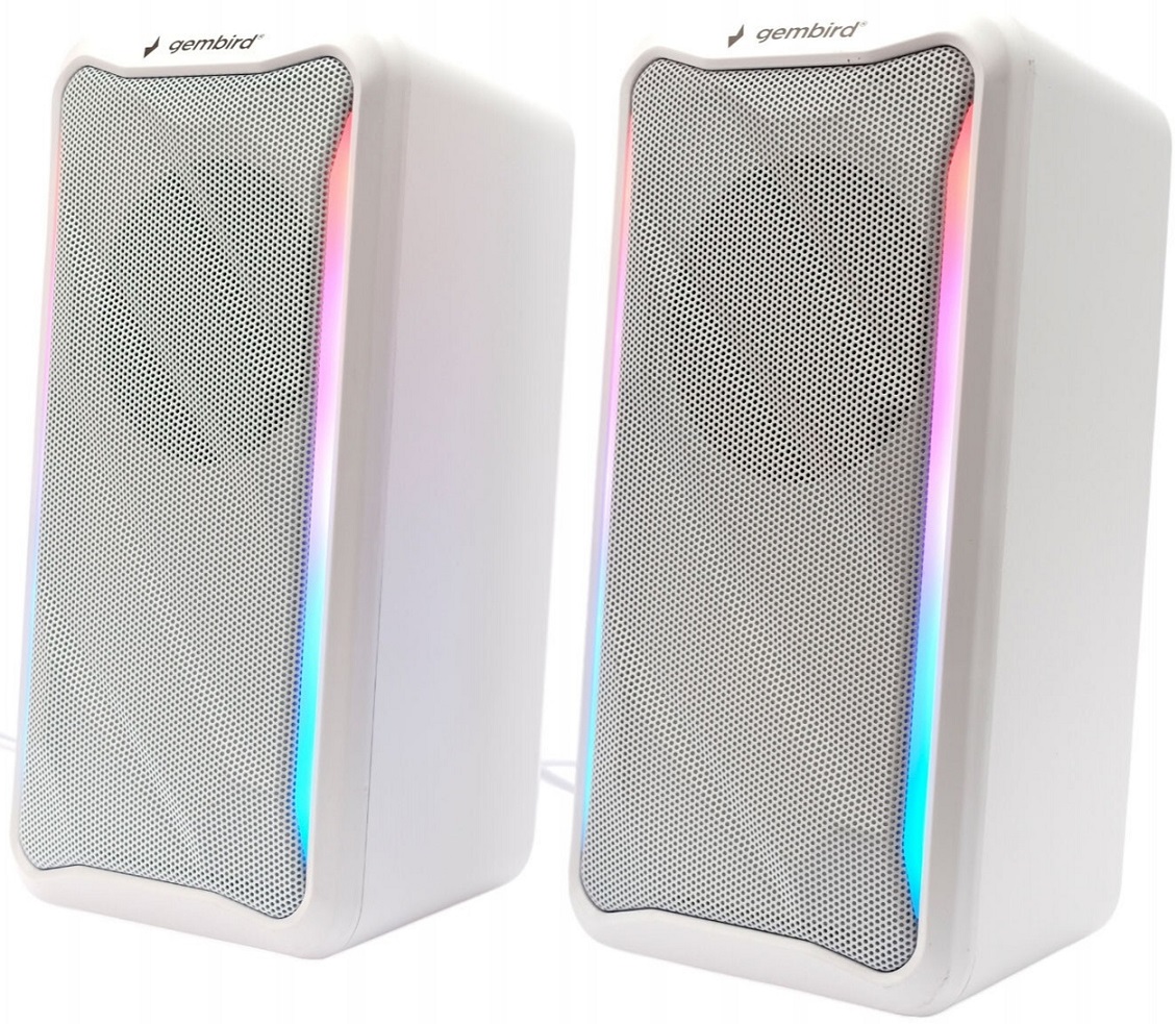 Колонки Gembird SPK-305-W (10W, USB, RGB подсветка, 1.25m, white)