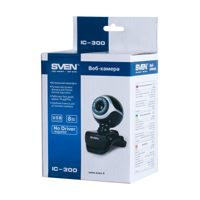 Web-камера Sven IC-300 (0.3Mpx, 640x480, микрофон, универсальное крепление, black)