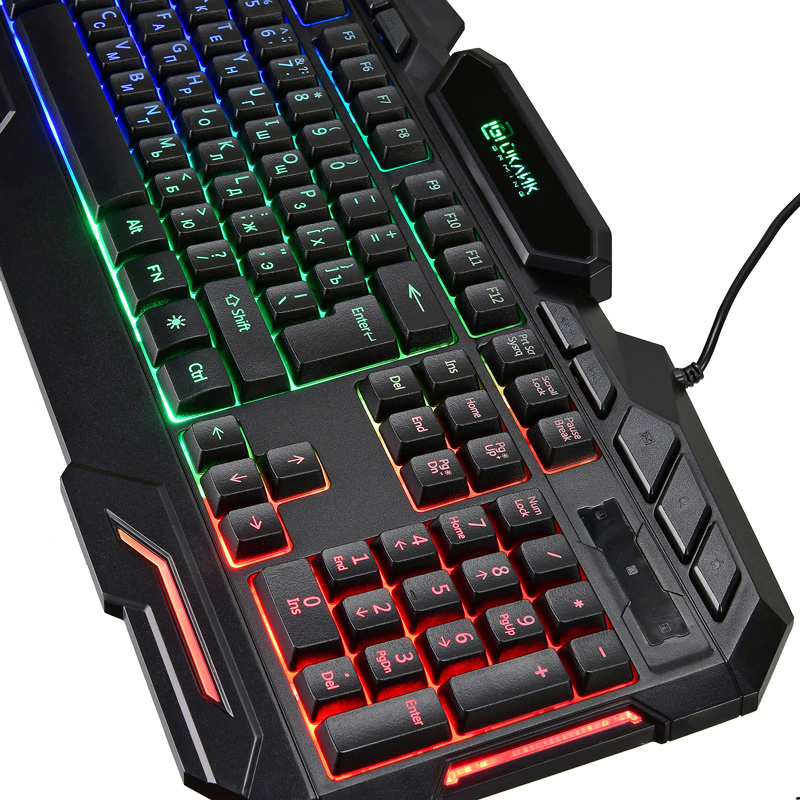 Клавиатура Oklick 700G Dynasty (USB, игровая, с трёхцветной регулируемой подсветкой, мультимедийная, black)
