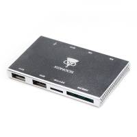 Картридер / USB HUB (4 порта) Konoos (UK-38, SDHC, microSD, M2, MS, MMC, silver, USB 2.0)