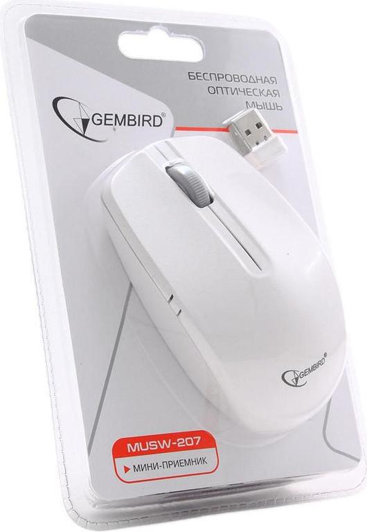 Мышь беспроводная Gembird MUSW-207W (optical, 1000dpi, AA, white)