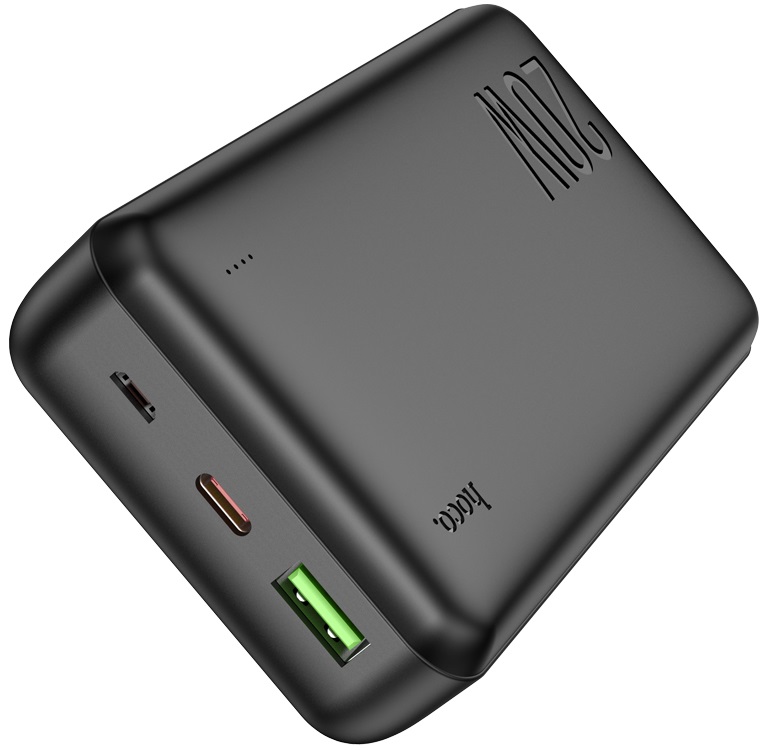 Внешний аккумулятор hoco J87A Tacker (литий-полимерный, 20000mAh, вход 3A micro USB + Tupe-C, выход 3A max, QC3.0, PD, 20W, black)