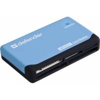 Карт-ридер Defender Ultra (microSD, SDHC, M2, MS, CF, XD, MS Duo, RS-MMC, black-blue, USB2.0)