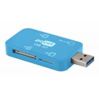 Карт-ридер PC Pet 4-in-1 (BW-C308A, SDHC, microSD, MS, M2, blue, USB3.0)