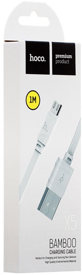 Кабель USB 2.0 Am - micro USB 1.0m (X5 Bamboo, медь, white) hoco