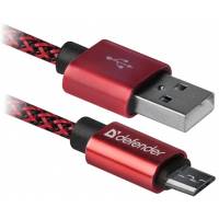 Кабель USB 2.0 Am - micro USB 1.0m (USB08-03T PRO, 2.1A, нейлоновая оплётка, red) Defender
