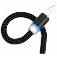 Кабель USB 2.0 Am - без адаптера 1.0m (2.4A, нейлоновая оплётка, магнитный, black)