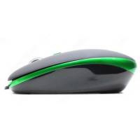 Мышь MAYS MN-220g (800-1600 DPI, оптическая, плоская, черная+зеленые полосы, soft touch, USB)