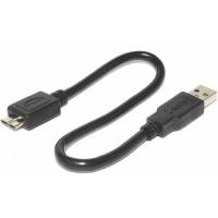 Кабель USB 3.0 Am - micro USB 0.30m (black) QgeeM