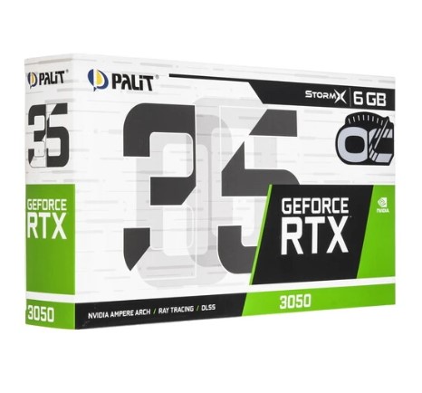Видеокарта Palit GeForce RTX 3050 StormX OC 6GB (NE63050S18JE-1072F, 96bit, GDDR6, DisplayPort, DVI-D, HDMI)