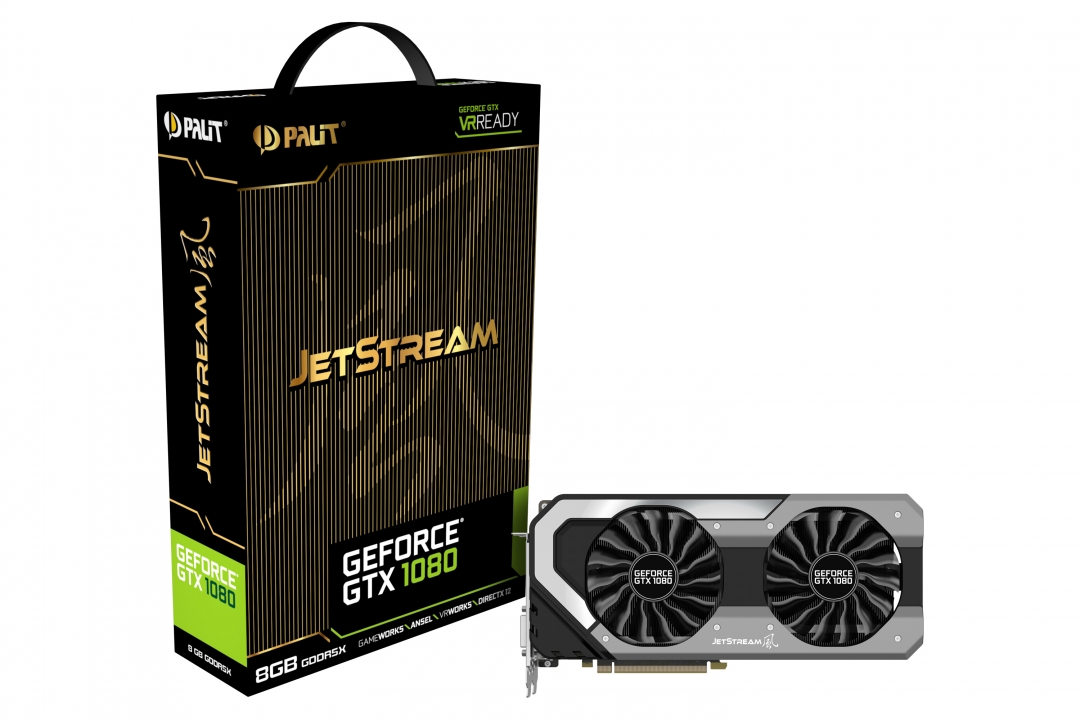 Видеокарта Palit GF GTX1080 JETSTREAM 8Gb (256bit, GDDR5X, 3xDP+DVI+HDMI) RTL