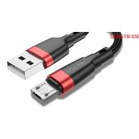 Кабель USB 2.0 Am - micro USB 2.0m (3A, быстрая зарядка, нейлоновая оплётка, black-red) USLION
