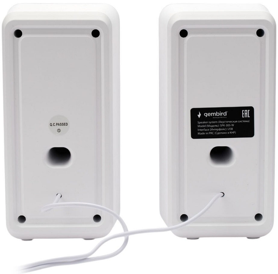 Колонки Gembird SPK-305-W (10W, USB, RGB подсветка, 1.25m, white)