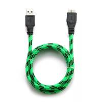 Кабель USB 3.0 Am - micro USB 1.0m (KC-mUSB3ng, с позолоченными контактами, нейлоновая оплётка, green-black) Konoos