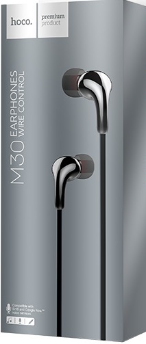 Наушники hoco M30 Glaring (затычки, для мобильных устройств, с микрофоном, 1.2m, metal gray)