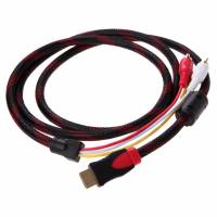 Кабель HDMI (m) - AV 3 тюльпана (m) 1.5m (с позолоченными контактами, нейлоновая оплётка, black-red)