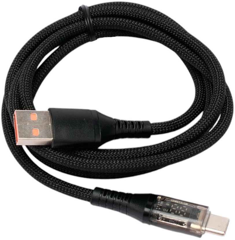 Кабель USB 2.0 Am - USB Type-C 1.0m (CCP-USB2-AMCM-SCR-1M, медь, 6A, 66W, нейлоновая оплётка, быстрая зарядка, QC3.0, экранированный, black) Cablexpert