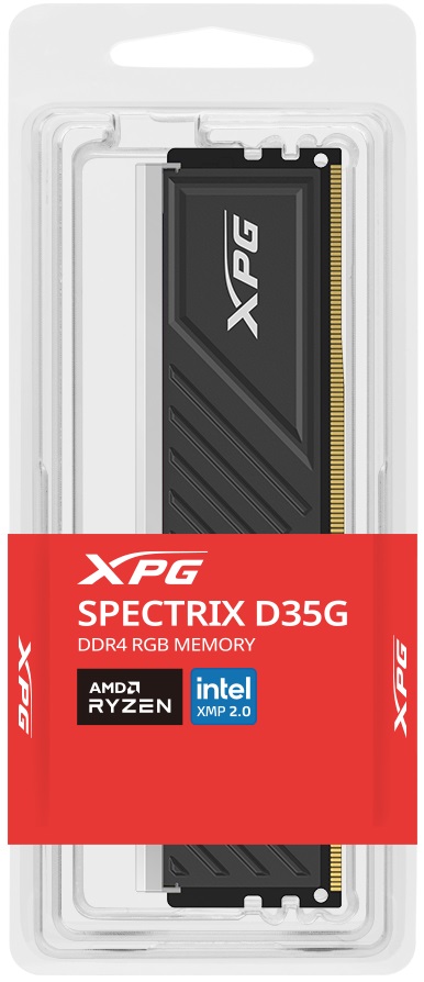 Память DDR4 16Gb PC25600, 3200MHz, ADATA Spectrix D35G (AX4U320016G16A-SBKD35G, 1.35V, RGB LED, black)