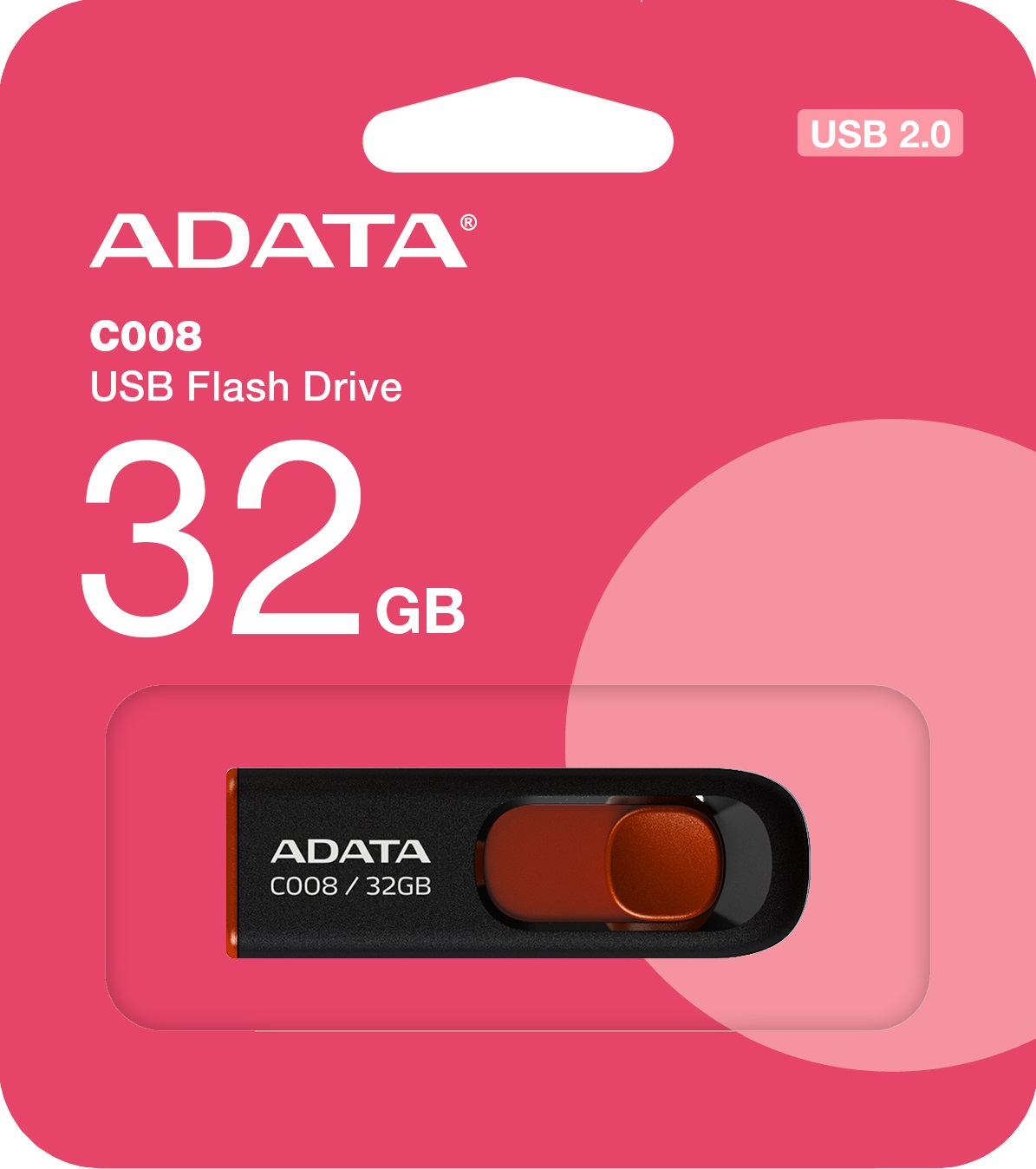 Флеш накопитель USB 2.0 32Gb ADATA C008 (AC008-32G-RKD, black-red)