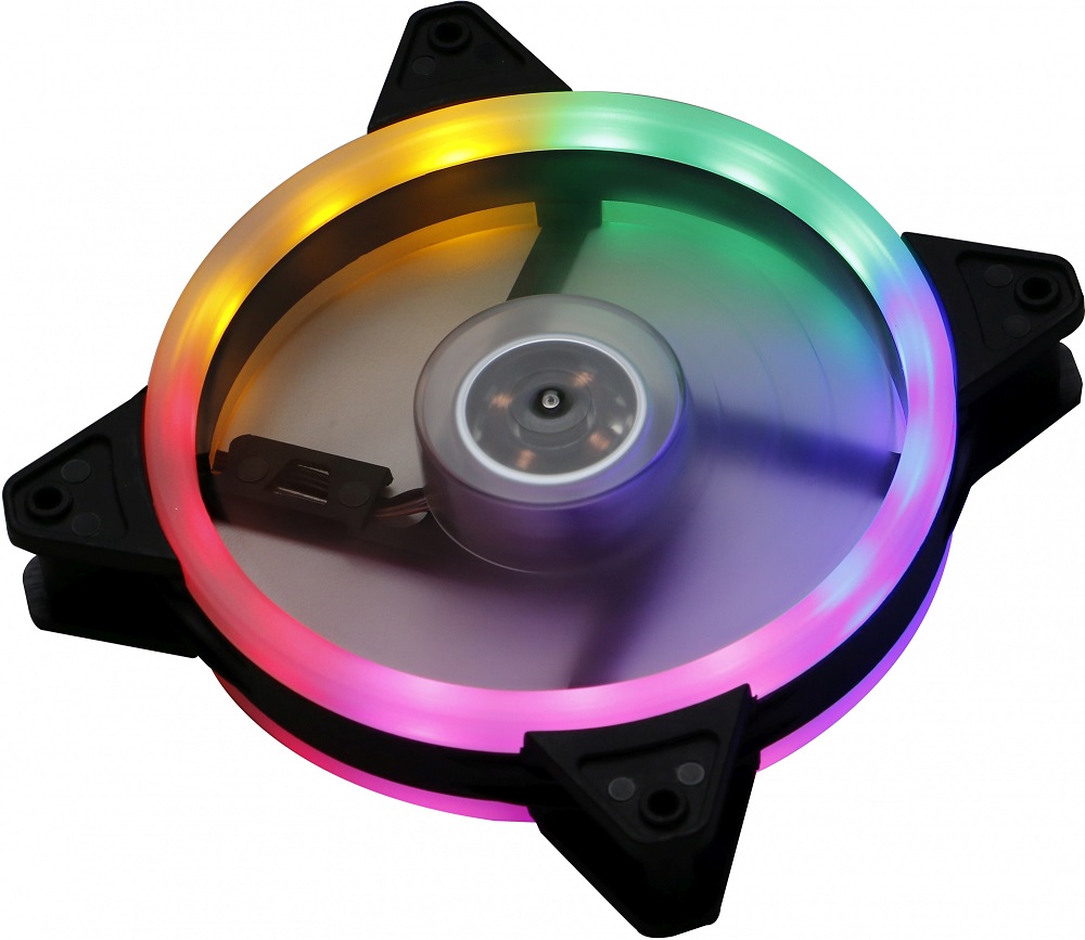 Вентилятор Digma DFAN-FRGB3 (120x120x25mm, Hydro, 1200rpm, 23dBa, 3+4pin, RGB fixed LED, black) RTL