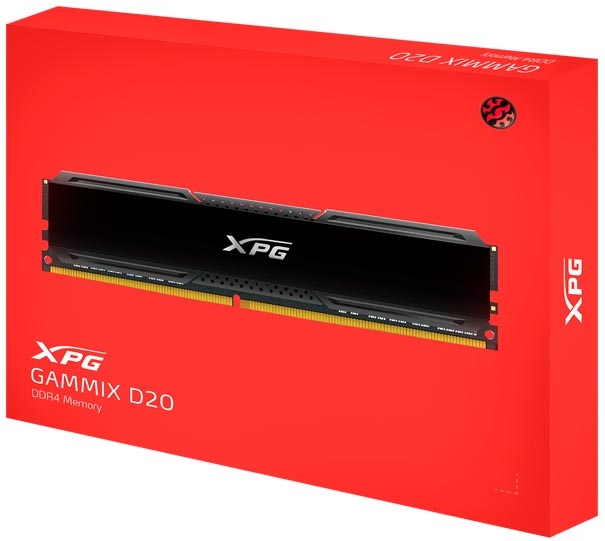 Память DDR4 16Gb PC25600, 3200MHz, ADATA Gammix D20 (AX4U32008G16A-DCBK20, 2x8Gb, 1.35V, black)