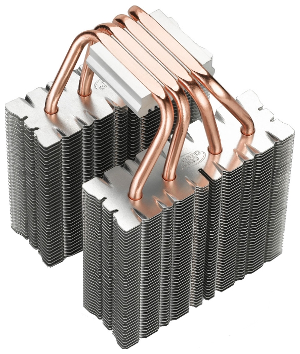 Вентилятор DEEPCOOL FROSTWIN v2.0 (1150/1155/1156/1366/2011/775/AM2/AM3/FM1/FM2, 2x120mm, Al, Hydro, 900-1600rpm, 18-21dBa, 4 тепловые трубки, DTH, 4pin, 130W) RTL