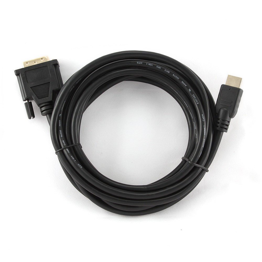 Кабель HDMI (m) - DVI (m) 4.5m (CC-HDMI-DVI-15, с позолоченными контактами, экранированный, пакет, black) Cablexpert