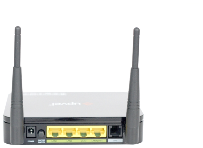 Роутер UPVEL UR-324AWN (ADSL2+, 300Mbps, 2.4GHz, 4 ports, 100Mbps, 2 внешние несъёмные антенны 2dBi, black)