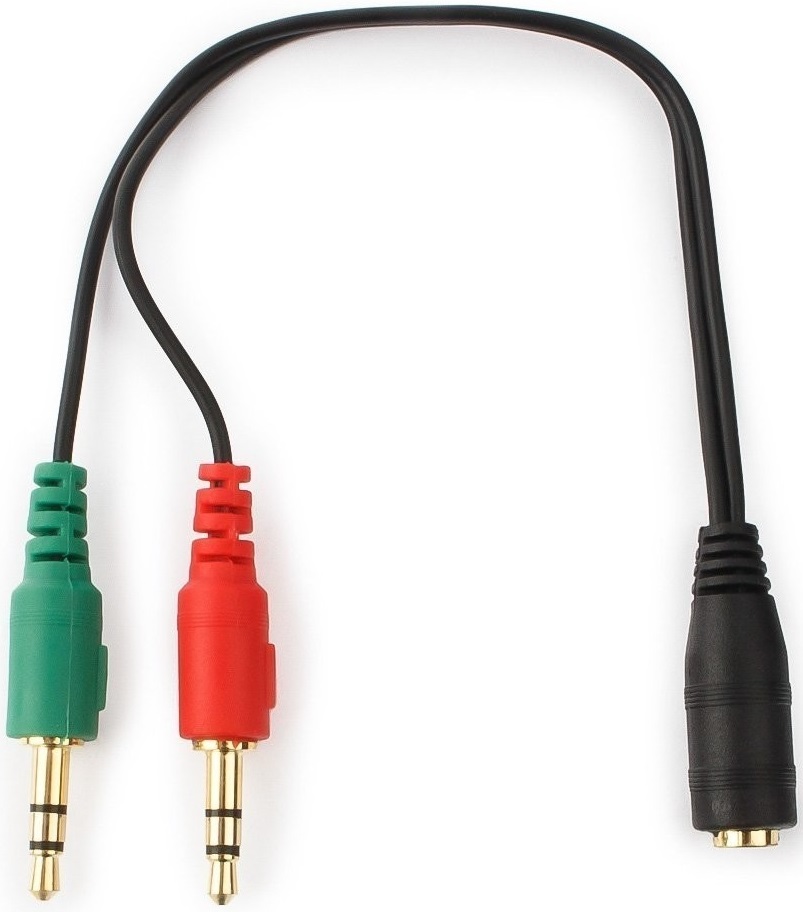 Переходник 3.5 Jack 4pin (f) - 2x3.5 Jack 3pin (m) (CCA-418, 0.2m, black) Cablexpert