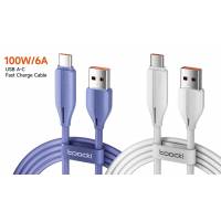 Кабель USB 2.0 Am - Type-C 1.0m (6A, 100W, быстрая зарядка, силиконовый шнур, purple & white, 2шт.) Toocki