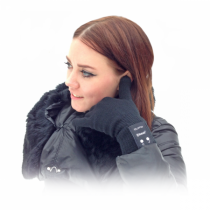 Гарнитура Qumo Talking Gloves (в виде перчаток (размер M, чёрные), беспроводная, Bluetooth 2.1, до 10м., 160mAh, в режиме ожидания/разговора - 10дней/12 часов)