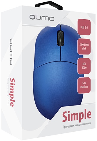 Мышь QUMO Simple M92 (USB, optical, 1000dpi, 1.8m, blue)