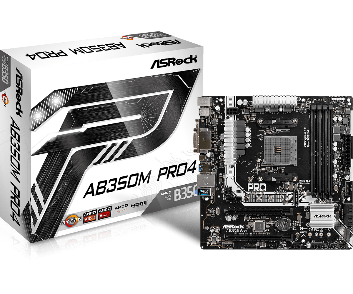 Материнская плата ASRock AB350M PRO4 (AM4, mATX) RTL