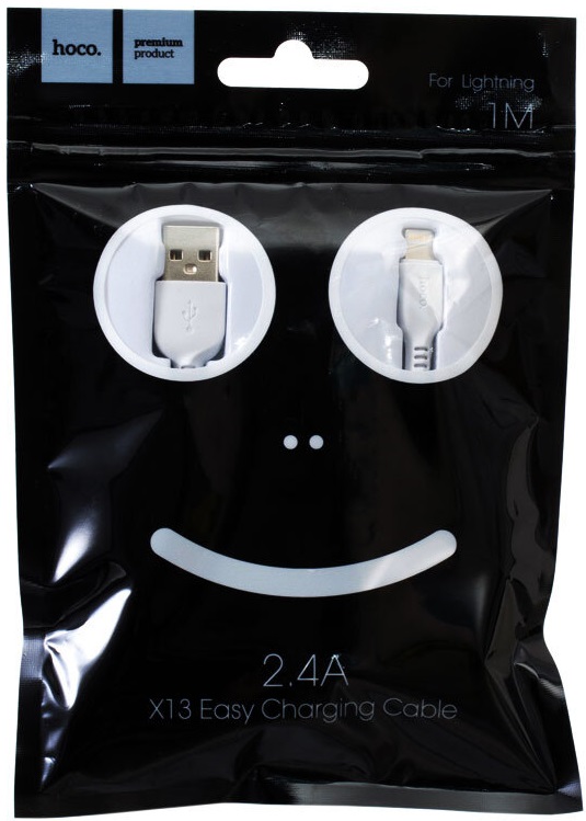 Кабель USB 2.0 Am - 1.0m (X13 Easy charged, 2.4A, быстрая зарядка, white) hoco