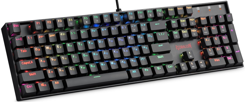 Клавиатура Redragon MITRA (USB, механическая, программируемая RGB подсветка, игровая, влагоустойчивая, мультимедийная, black)