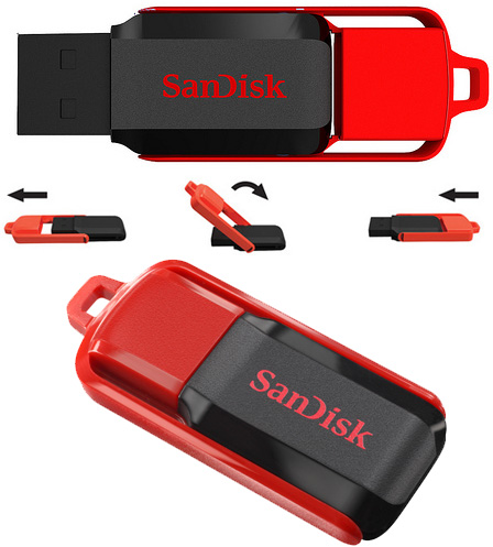 Флеш накопитель USB 2.0 32Gb SanDisk Cruzer Switch (SDCZ52-032G-B35, black-red)