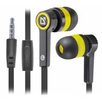 Наушники Defender Pulse 420 (затычки, с микрофоном, 1.1m, black-yellow)