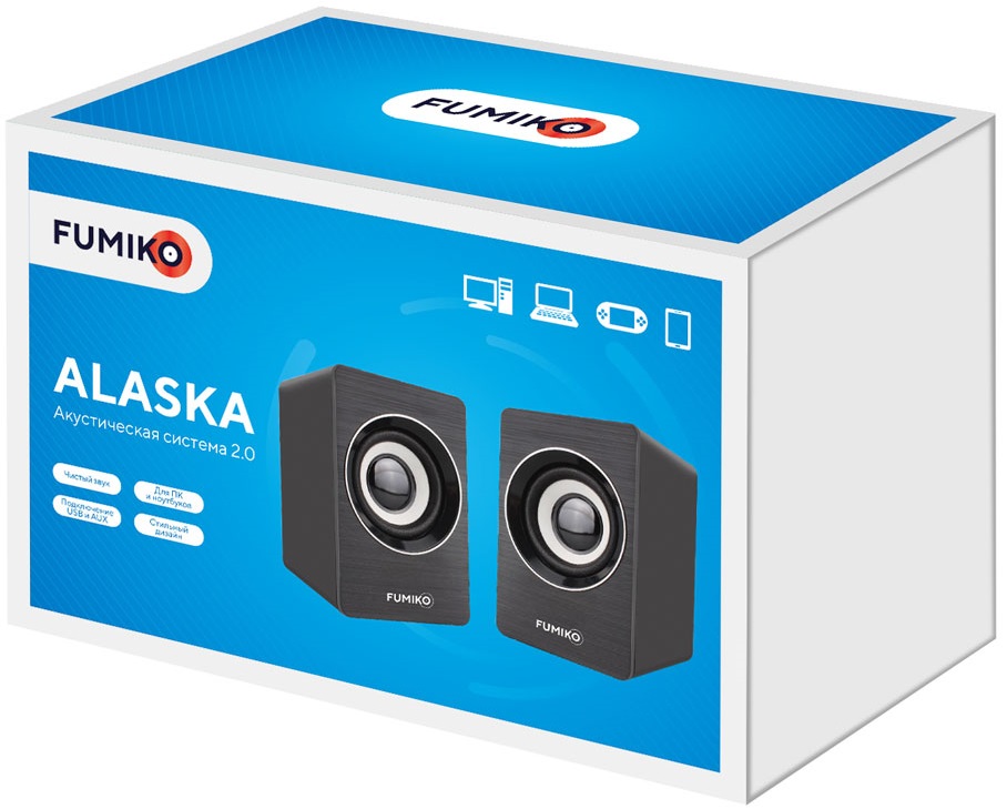 Колонки FUMIKO ALASKA (6W, USB, black)