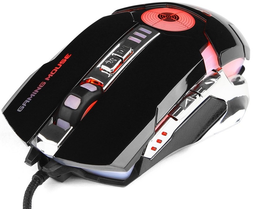 Мышь Gembird MG-530 (USB, optical, 3200dpi, игровая, подсветка, soft-touch, 1.75m, black)