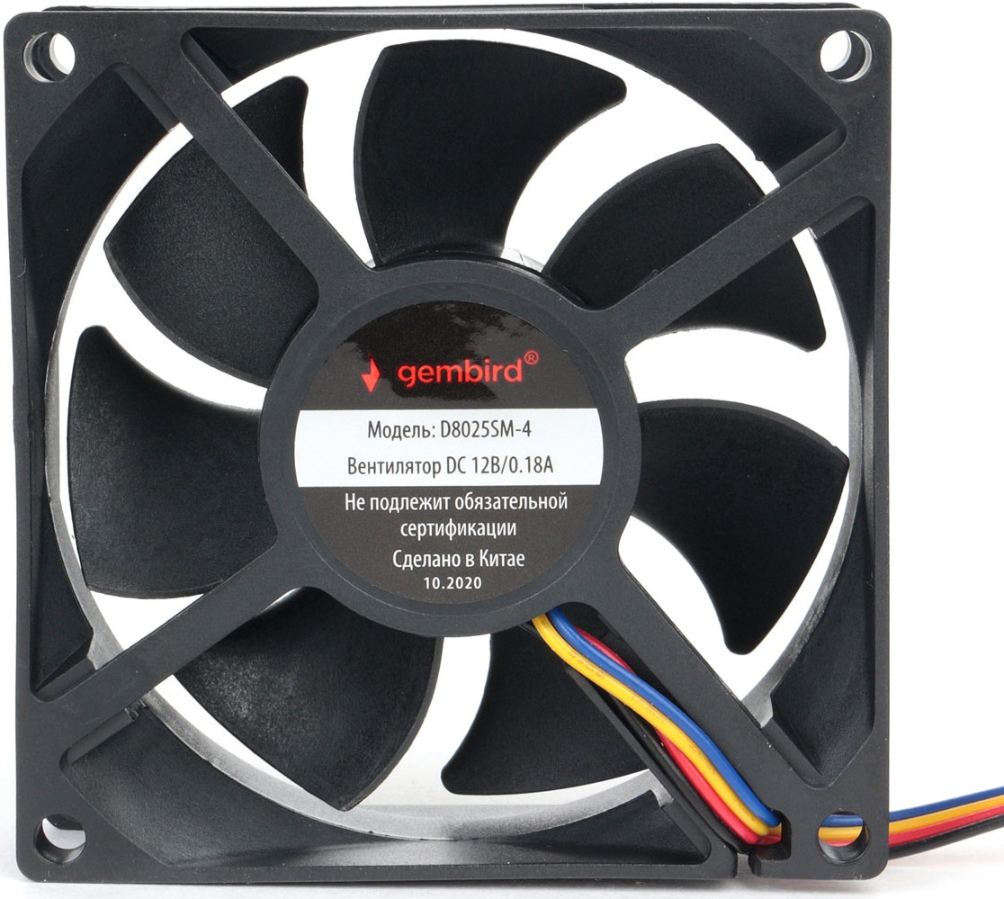 Вентилятор Gembird D8025SM-4 (80x80x25mm, sleeve, 3000rpm, 35dBa, 4pin, PWM, black) OEM