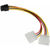 Переходник питания для видеокарты PCI-Express 6pin (CC-PSU-63-15CM, 0.15m, от 2х разъёмов Molex (IDE) блока питания) Cablexpert