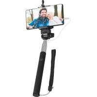 Держатель Monopod для селфи Defender Selfie Master SM-02 (для устройств до 9cm, телескопический (20-98cm), металлический, проводное подключение к смартфону (в разъем для гарнитуры), поддержка iOS и Android, black)