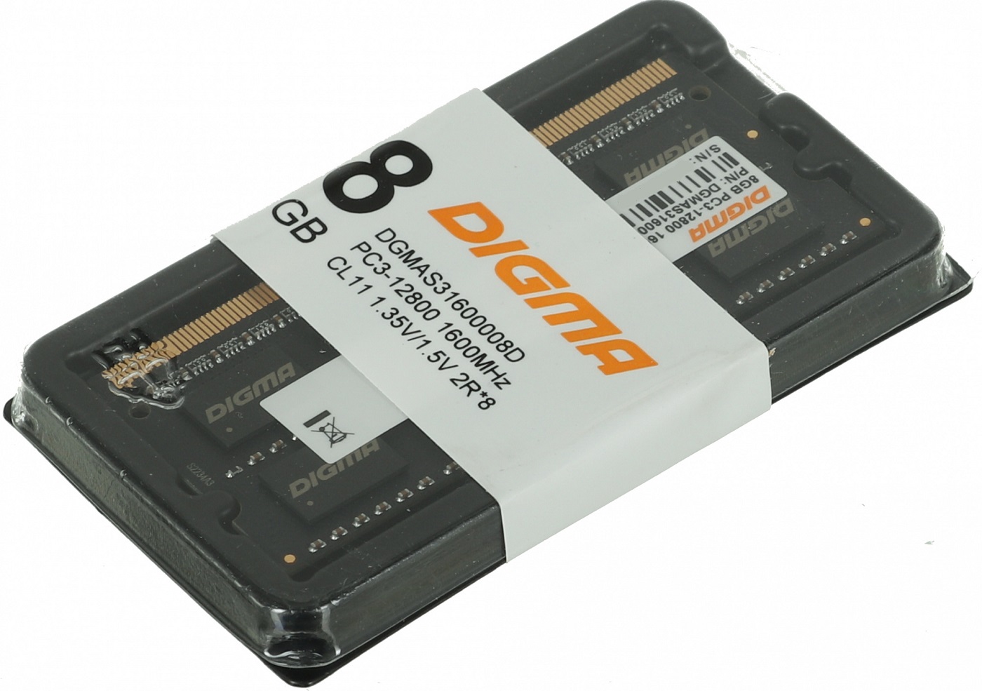 Память SO-DIMM DDR3L 8Gb, PC12800, 1600MHz, Digma (DGMAS31600008D, 1.35V/1.5V, CL11)