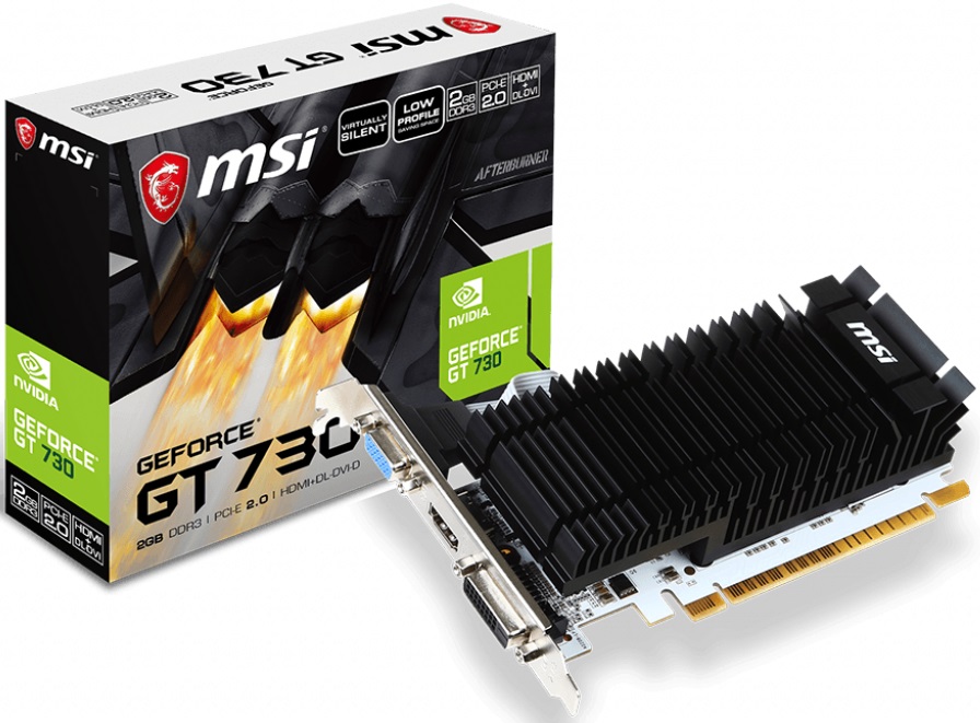 Видеокарта MSI GF GT730 2Gb (N730K-2GD3H/LP, 64bit, DDR3, DVI+HDMI+CRT) RTL