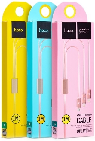 Кабель USB 2.0 Am - Lightning + micro USB + Type-C 1.0m (UPL12 One Pull, 2A, силиконовый шнур, gold) hoco